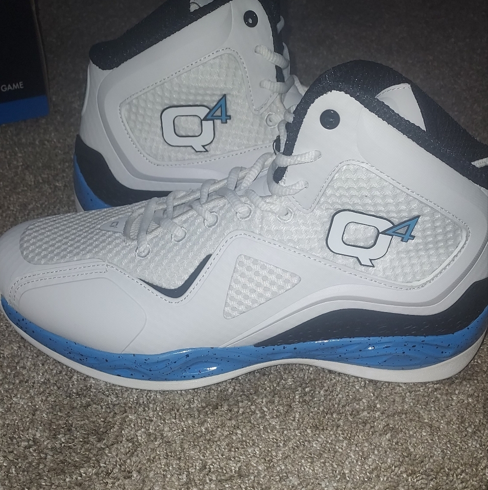 Nike White and Blue High-Top Athletic Shoes